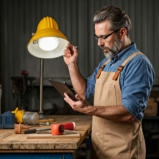 Handwerker mit Tablet